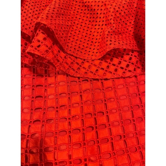 J. Crew Eyelet One Shoulder Ruffle Lined Top Blouse Women's Bright Orange 00 - Picture 6 of 12